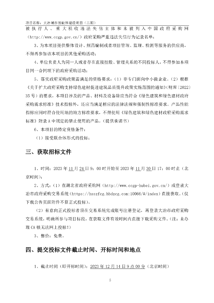 大冶城市智能体建设项目（二期）招标文件_第6页