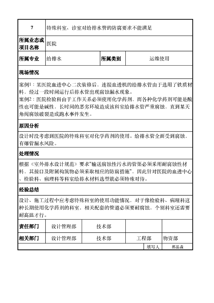 医院业态设计缺陷登记表_第8页