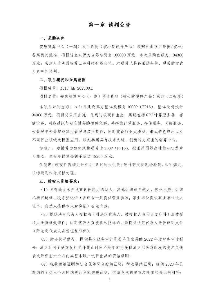 安康智算中心（一期）项目货物（核心软硬件产品）采购（三标段）招标文件_第6页