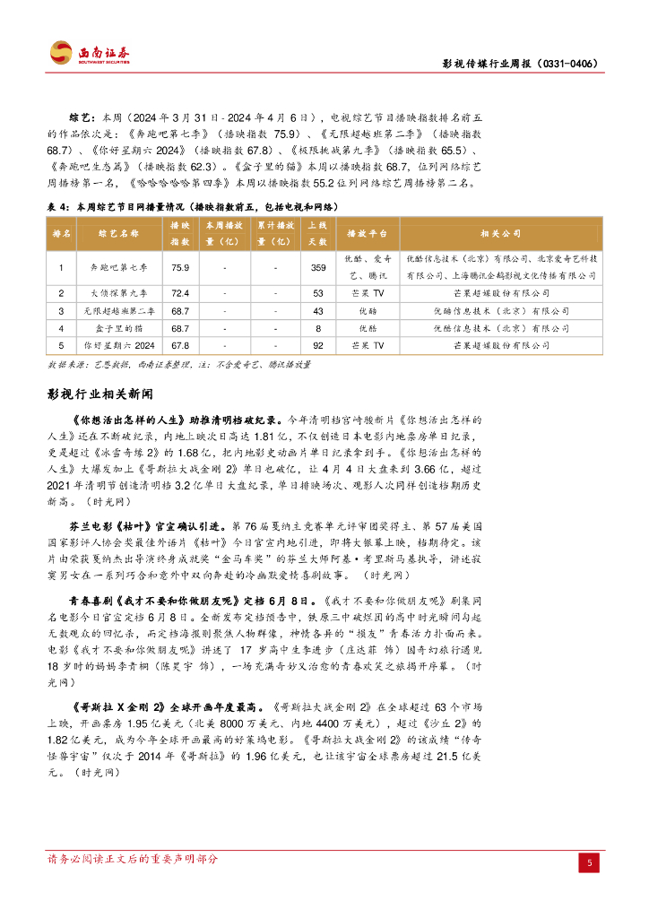 西南证券：影视传媒行业周报：OpenAI将允许用户直接使用ChatGPT，《少年西游记2》官宣定档4月30日_第8页
