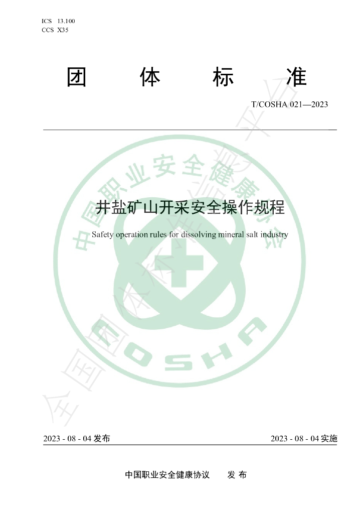 T/COSHA 021-2023 标准预览