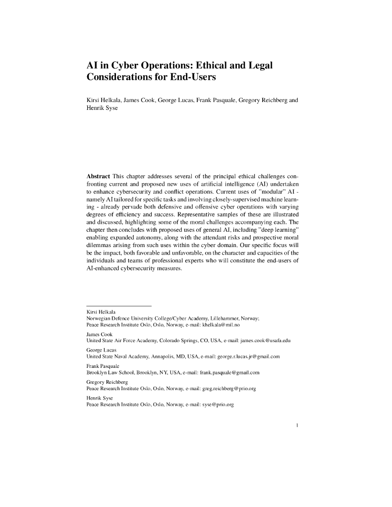 奥斯陆和平研究所：网络运营中的<em>人工智能</em>：最终用户的道德和法律考虑（英文版） 海报
