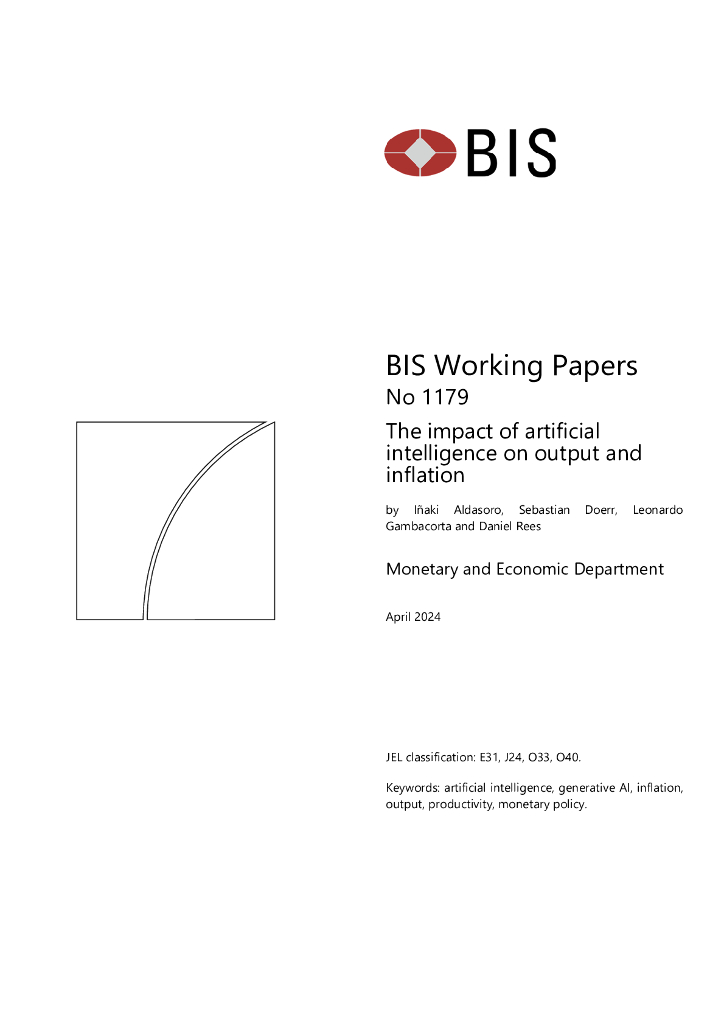 国际清算银行：2024<em>人工智能</em>对产出和通货膨胀的影响报告（英文版） 海报