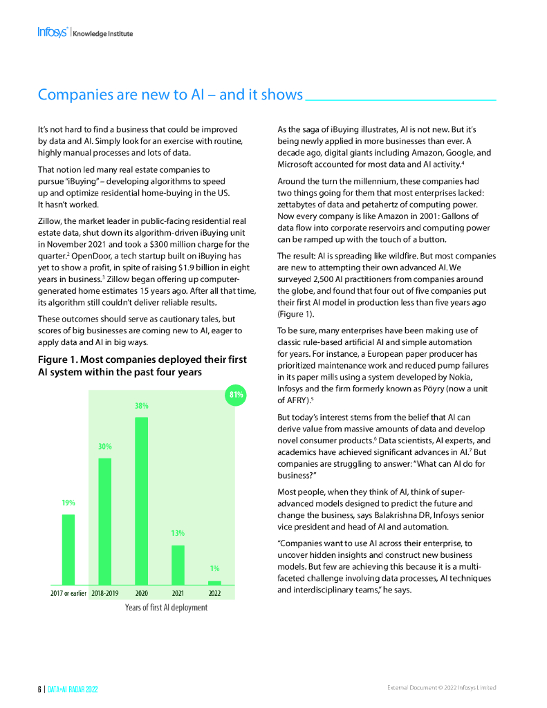 印孚瑟斯（Infosys）：2022数据人工智能雷达报告：让人工智能成为现实：从数据科学到实际业务（英文版）_第6页