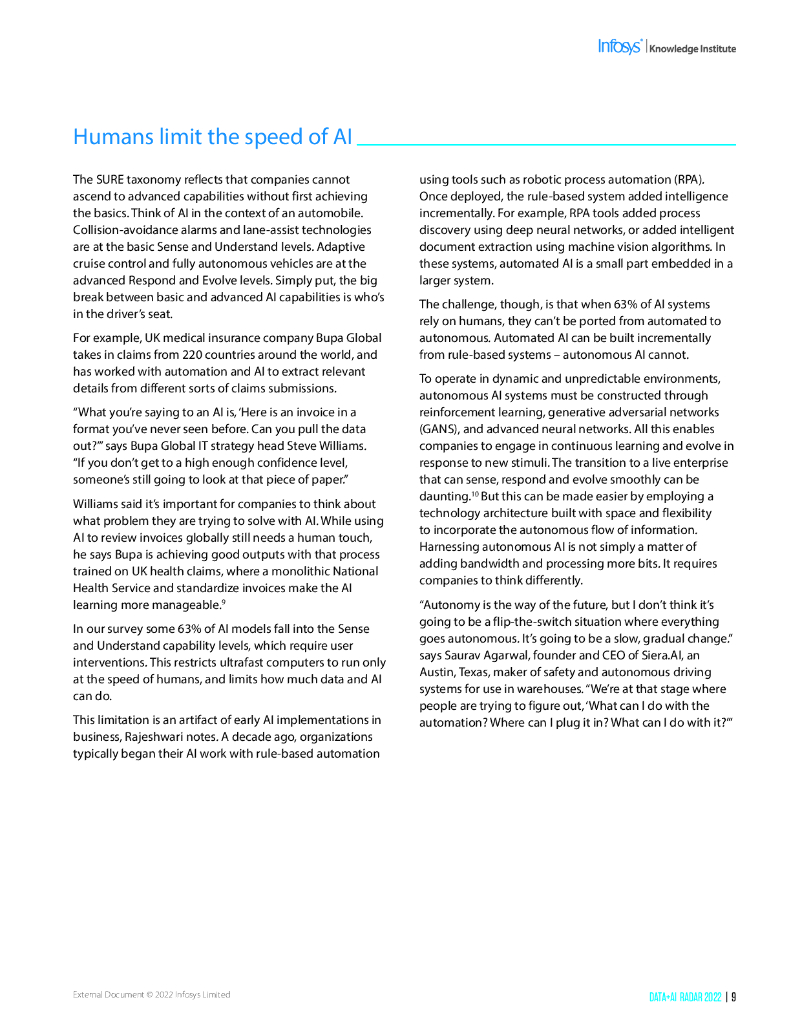 印孚瑟斯（Infosys）：2022数据人工智能雷达报告：让人工智能成为现实：从数据科学到实际业务（英文版）_第9页