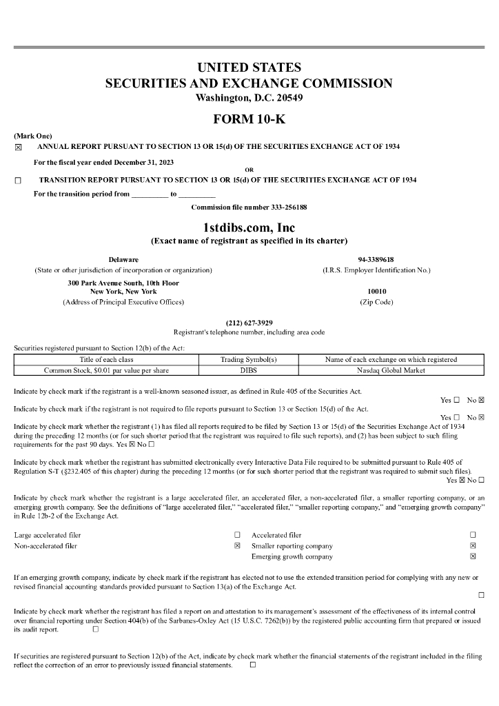 1stdibs.Com, Inc.（DIBS）2023财年年度报告（英文版）