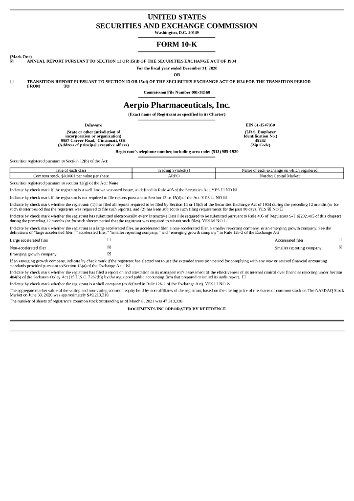 Aadi Bioscience, Inc.（AADI）2020财年年度报告（英文版）
