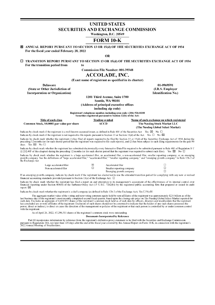 Accolade, Inc.（ACCD）2022财年年度报告（英文版）