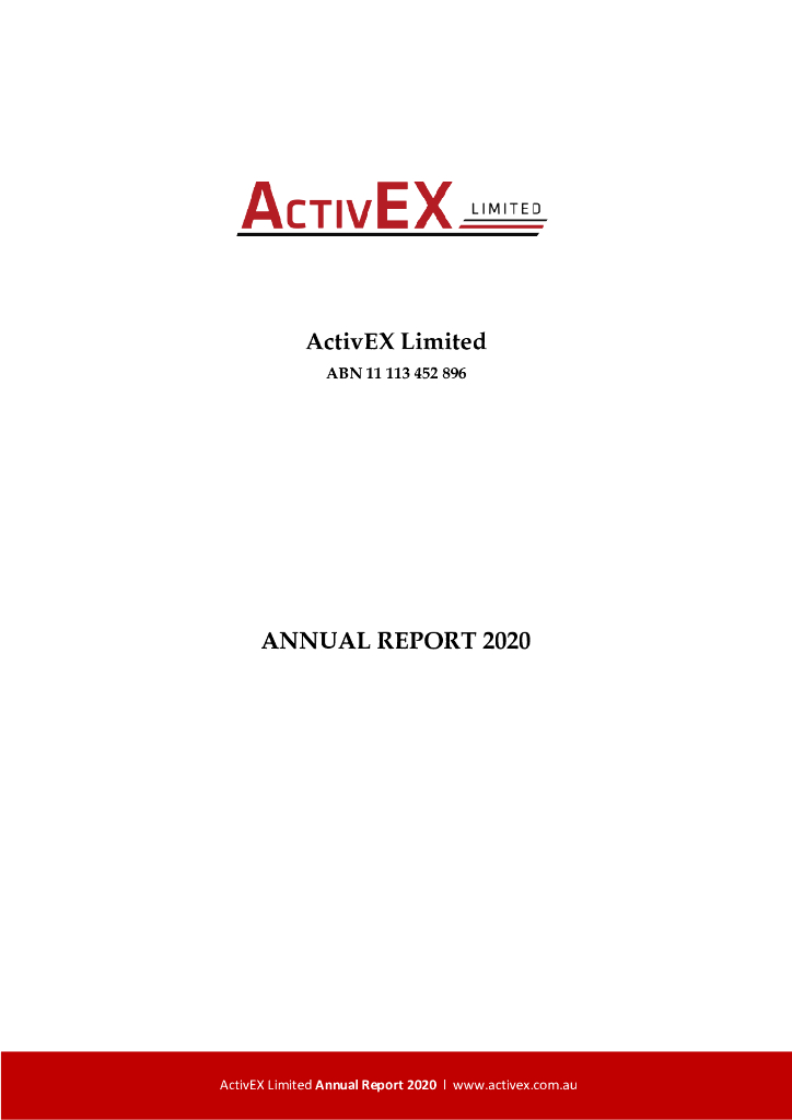 ActivEX Limited（AIV）2020财年年度报告（英文版）