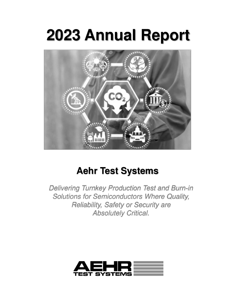 Aehr Test Systems（AEHR）2023财年年度报告（英文版）