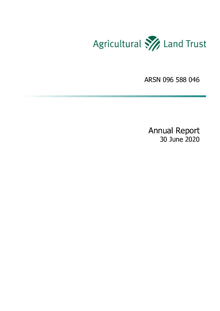 Agricultural Land Trust（AGJ）2020财年年度报告（英文版）