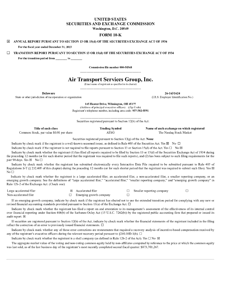 Air Transport Services Group, Inc.（ATSG）2023财年年度报告（英文版）