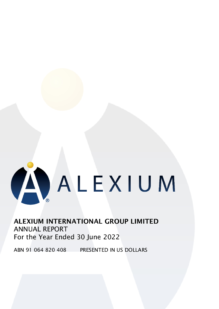 Alexium International Group Limited（AJX）2022财年年度报告（英文版）