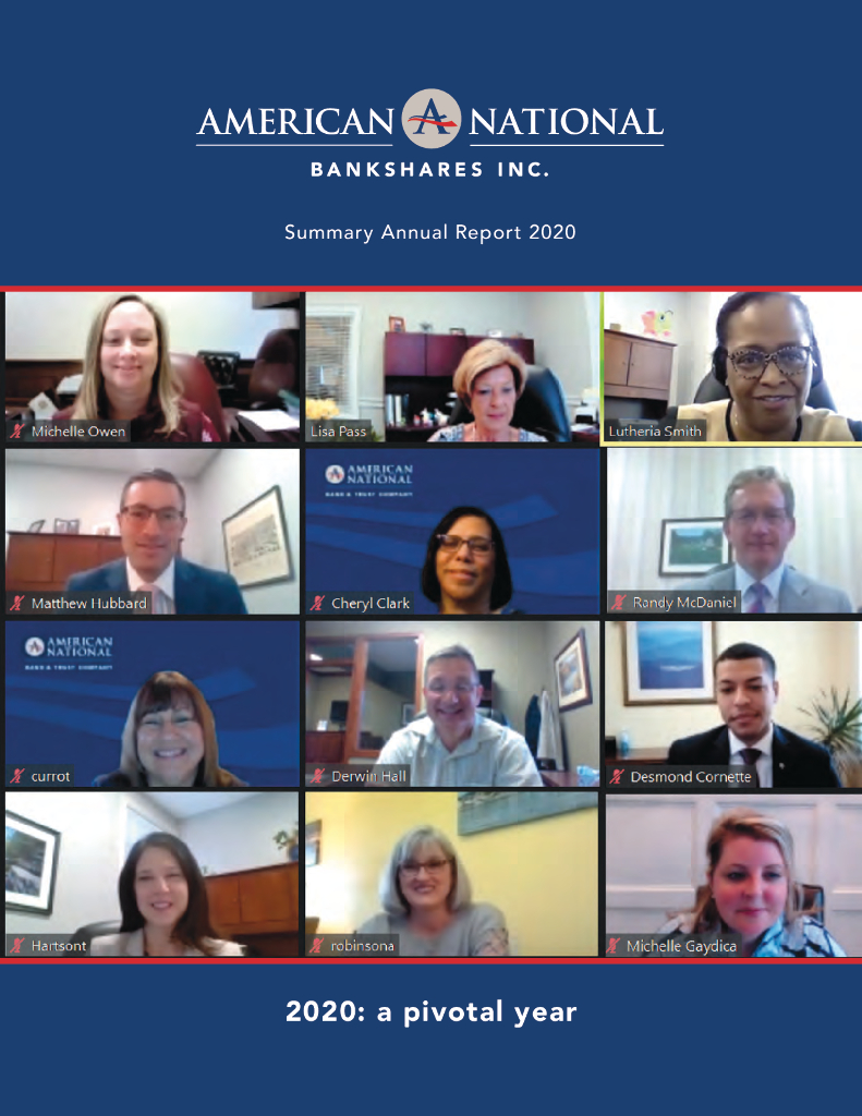 American National Bankshares Inc.（AMNB）2020财年年度报告（英文版）