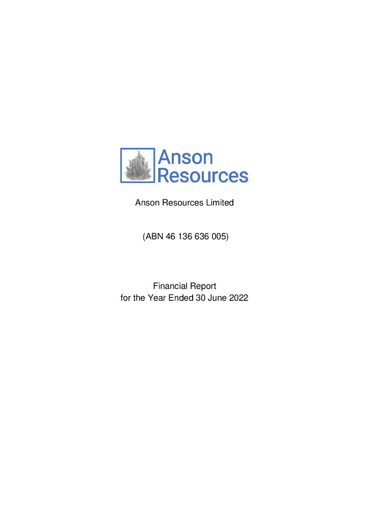 Anson Resources（ASN）2022财年年度报告（英文版）