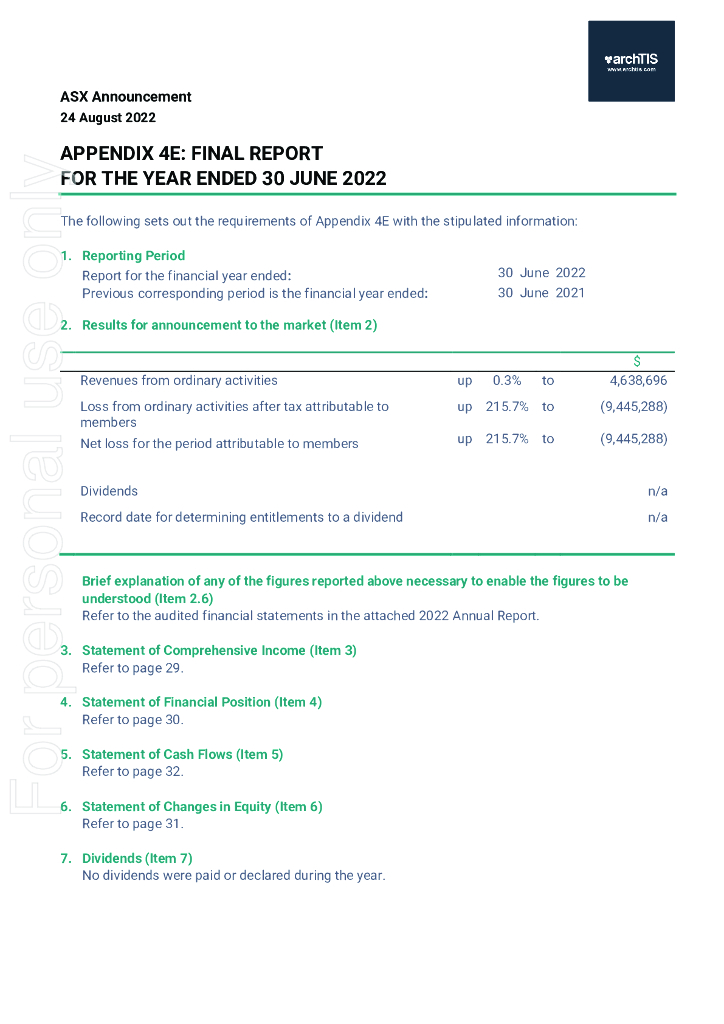 archTIS（<em>AR</em>9）2022财年年度报告（英文版） 海报