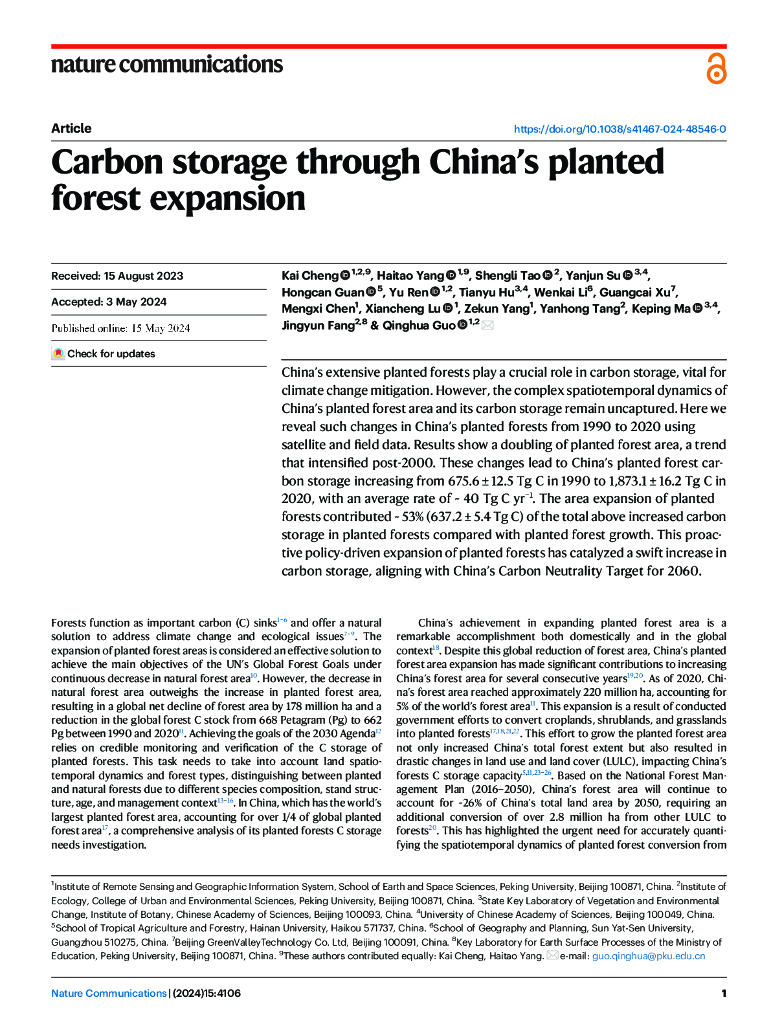 2024中国人工林的碳储存（英文版）