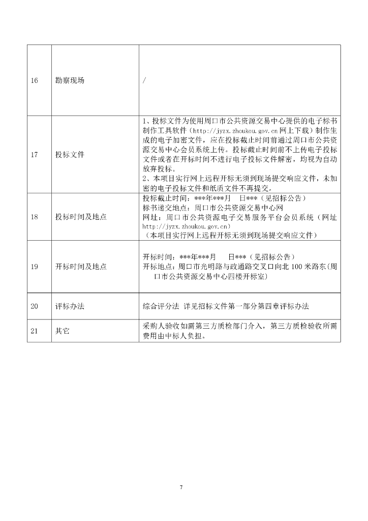 周口市公共资源交易中心政府采购招标文件_第7页