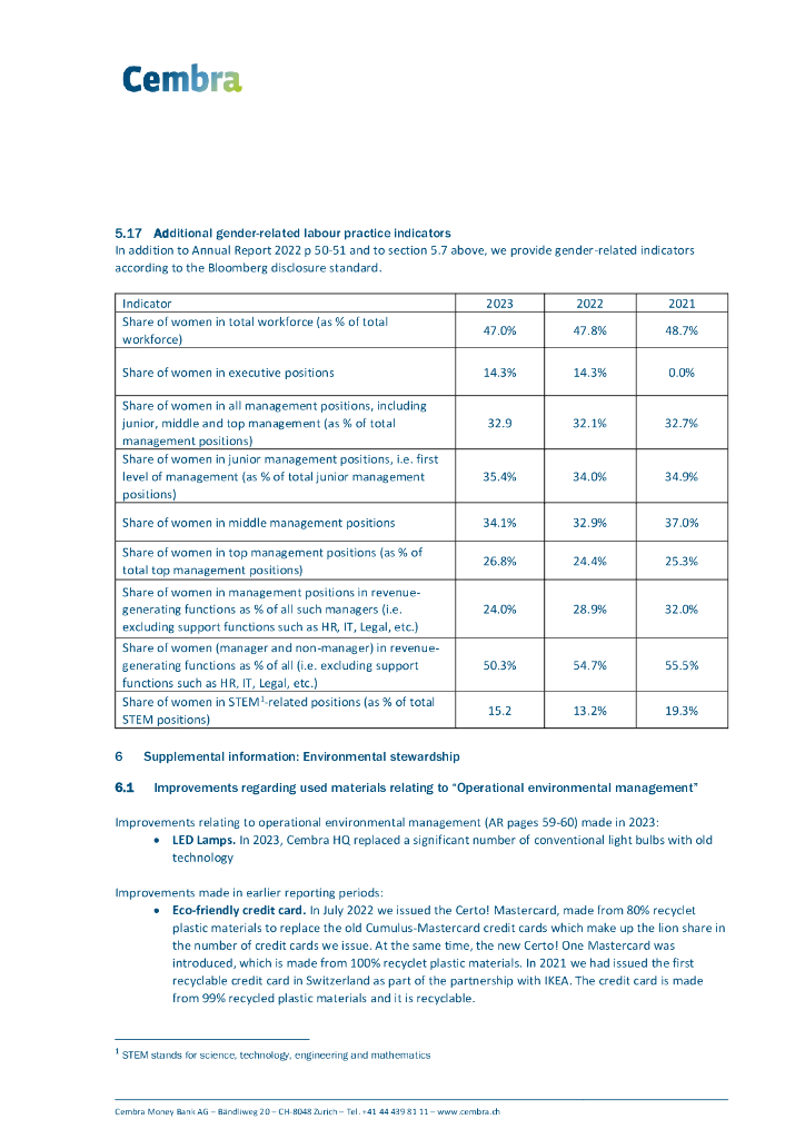 Cembra Money Bank AG 2023年可持续发展报告（英文版）_第9页