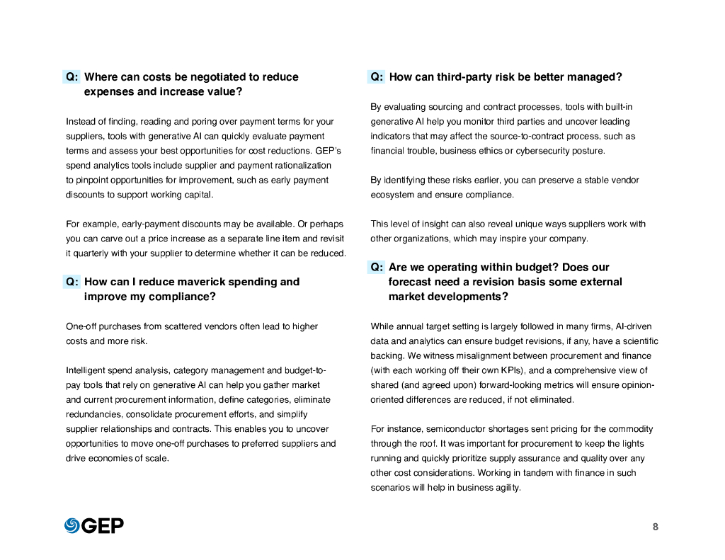 GEP：2024人工智能如何帮助CFO和CPO优化支出和创造价值报告（英文版）_第9页