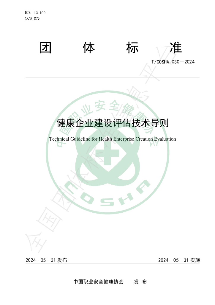 T/COSHA 030-2024 标准预览