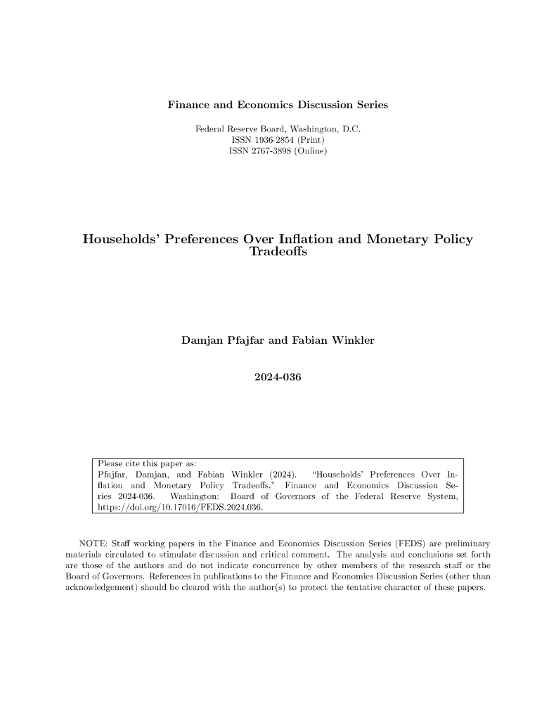 美国联邦储备委员会：2024家庭对通货膨胀的偏好与货币政策权衡报告（英文版）