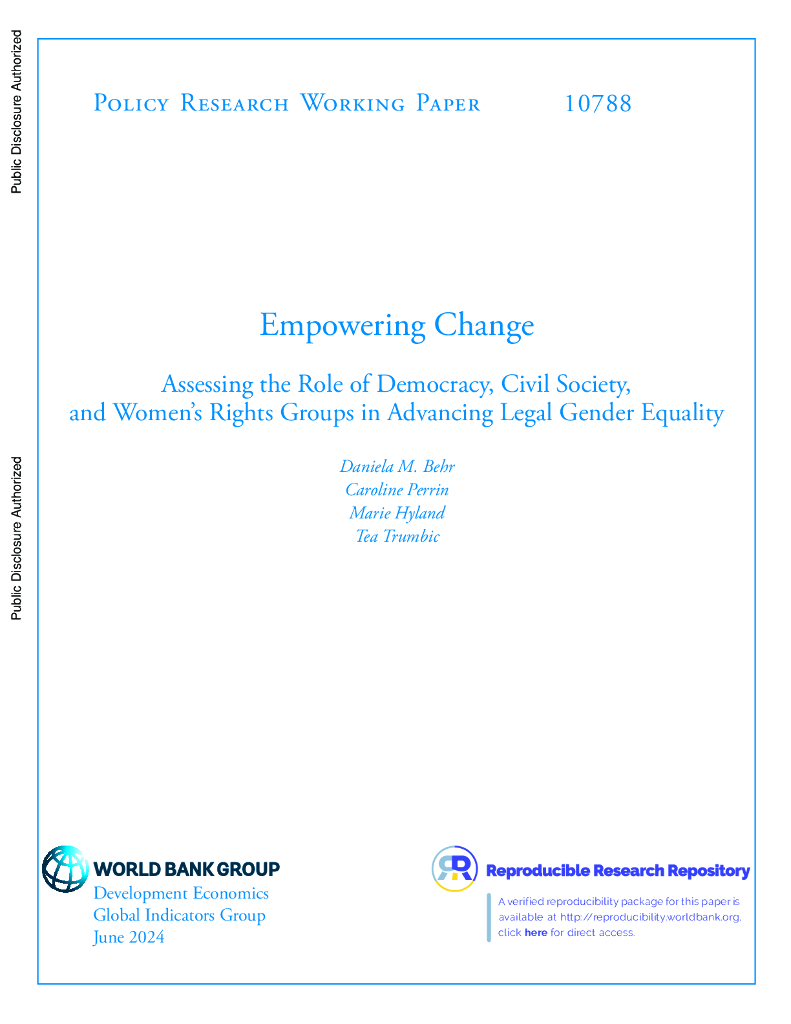世界银行：2024赋予变革权力：评估民主、民间社会和妇女权利团体在促进法律性别平等方面的作用（英文版）
