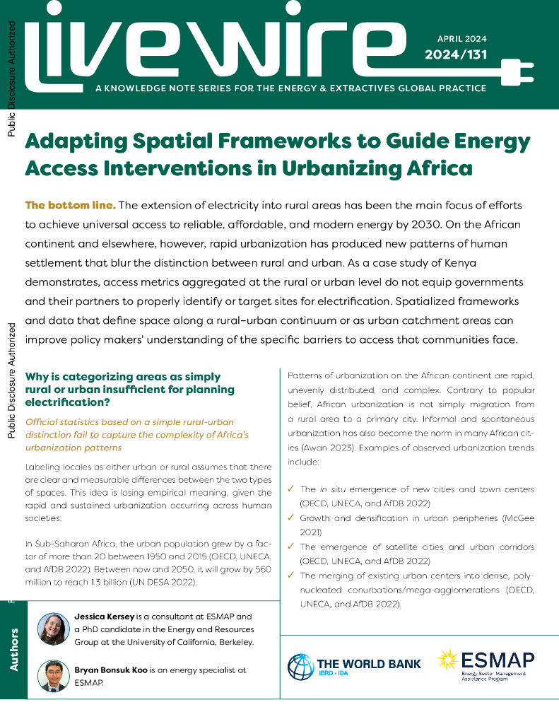 世界银行：2024调整空间框架以指导非洲城市化中的能源获取干预（英文版）