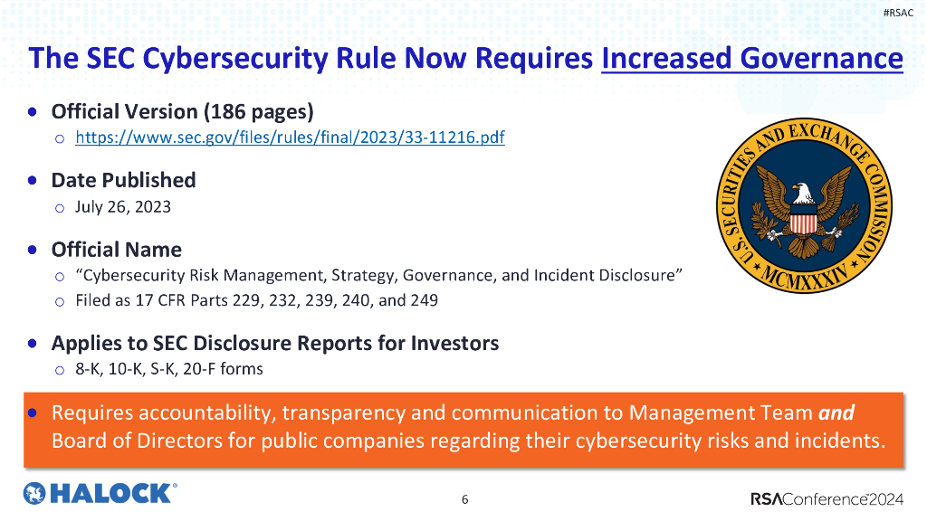 2024_USA24_GRC T09_01：Techniques to Evolve Risk Governance and Comply with SEC Cybersecurity Rule_第6页