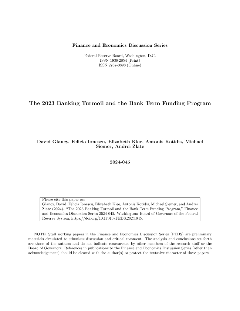 美联储：2023年银行业动荡与银行定期融资计划（英文版）