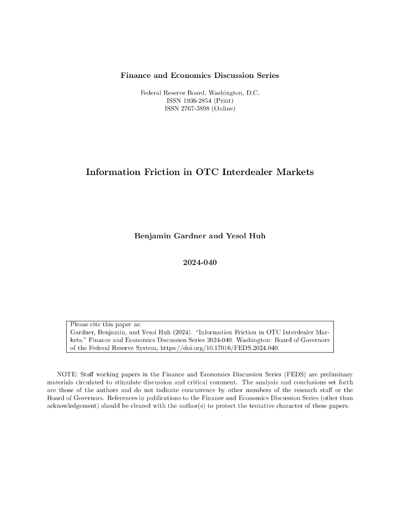 美联储：OTC中间市场的信息摩擦（英文版）