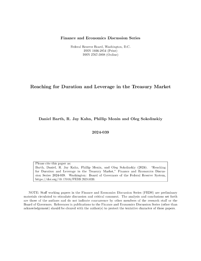 美联储：达到国债市场的持续时间和杠杆率（英文版）
