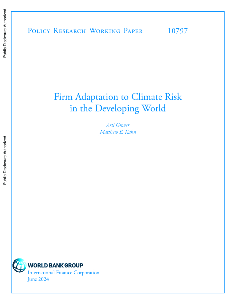 世界银行：发展中国家企业对气候风险的适应（英文版）