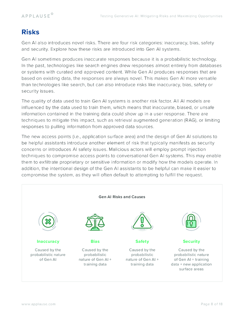 Applause：2024测试生成式人工智能：降低风险和最大化机会报告（英文版）_第8页