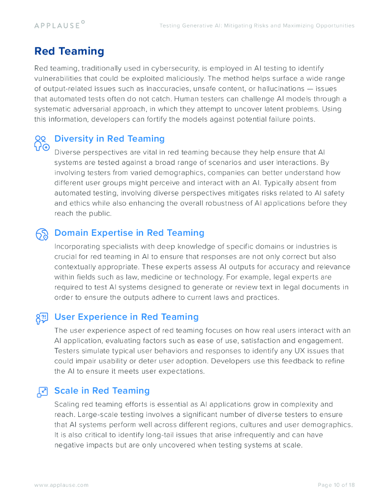 Applause：2024测试生成式人工智能：降低风险和最大化机会报告（英文版）_第10页