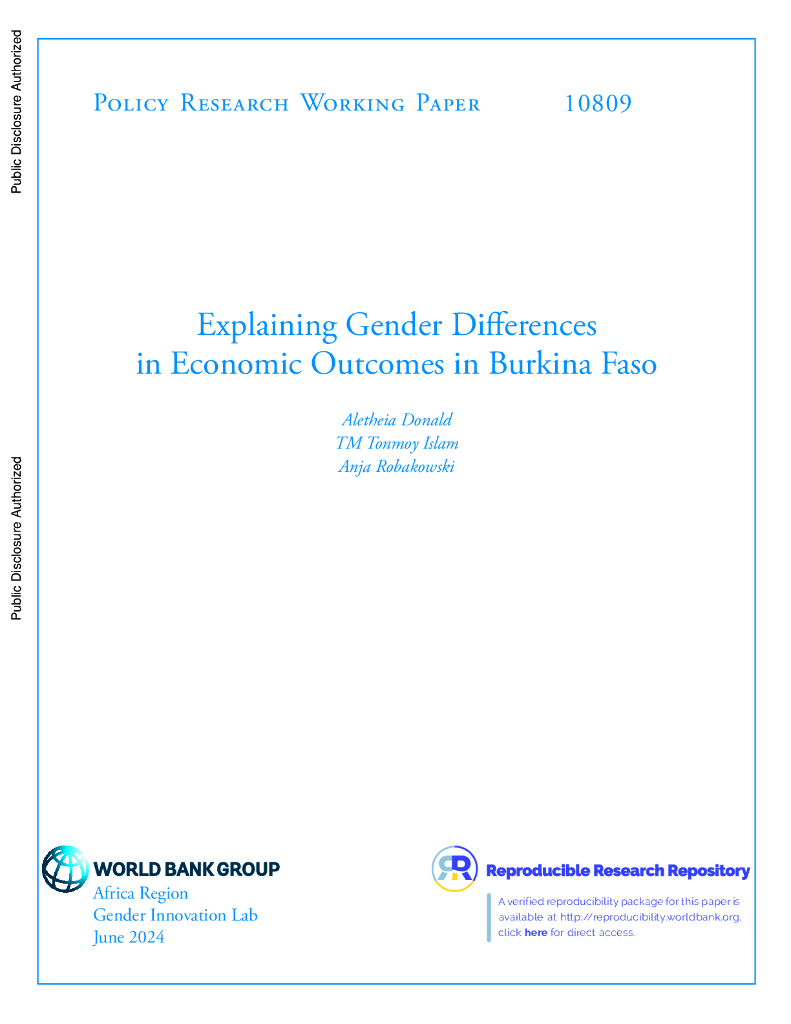 世界银行：解释布基纳法索经济成果中的性别差异（英文版）