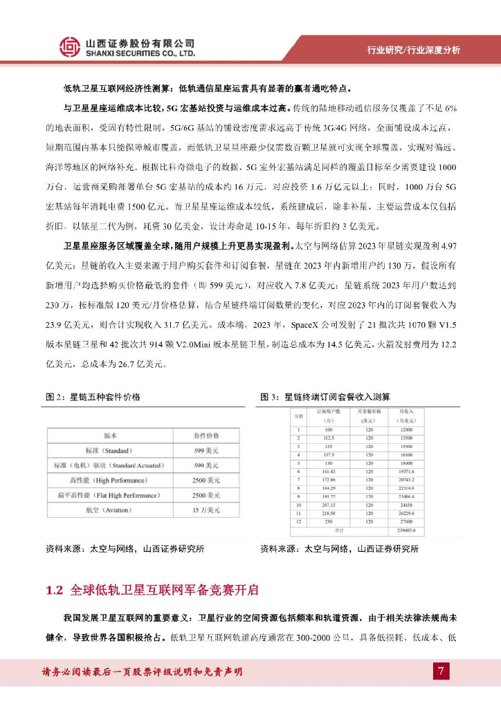 山西证券：通信行业低轨卫星互联网专题报告：空天一体新质生产力，产业链从0到1迈入量产阶段_第7页