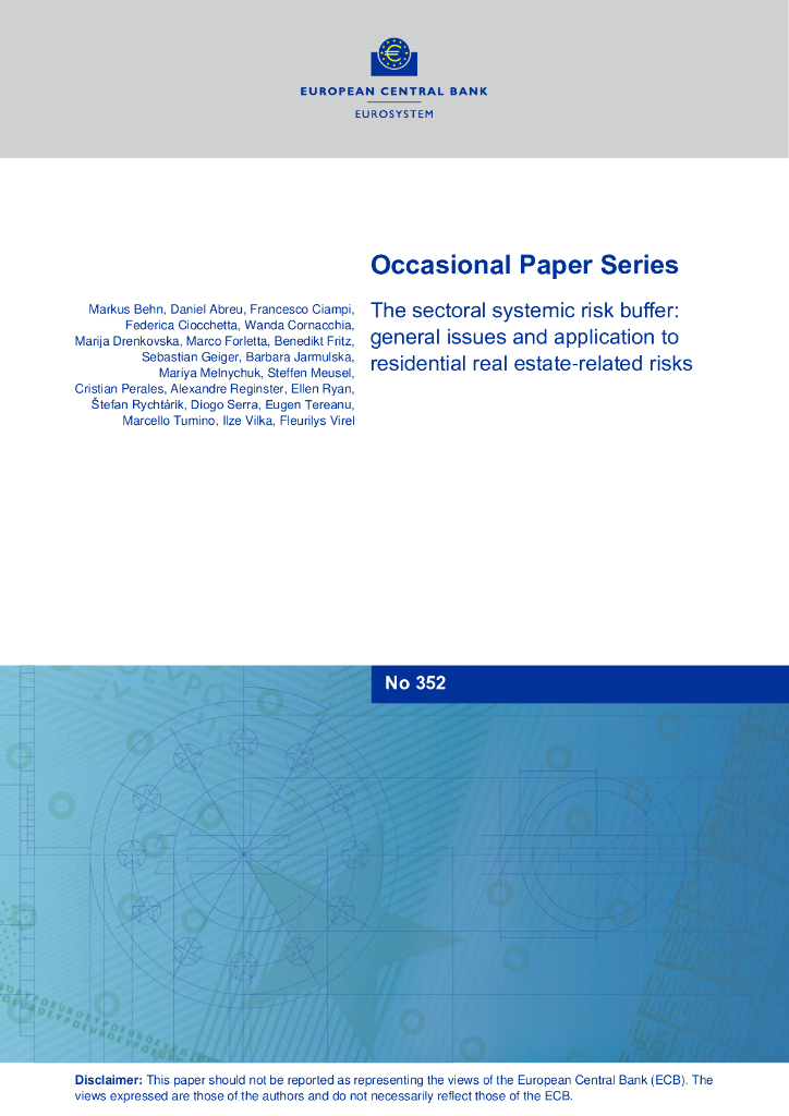 欧洲央行：部门系统性风险缓冲：一般问题及其在房地产相关风险方面的应用（英文版）
