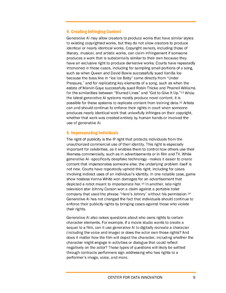 数据创新中心：2023生成性人工智能的批评者担心错误的知识产权问题报告（英文版）_第9页