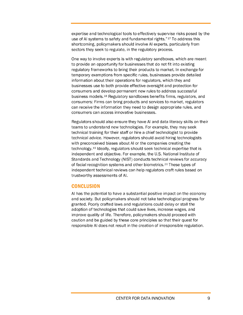数据创新中心：2023不损害人工智能创新的十大规则报告（英文版）_第9页
