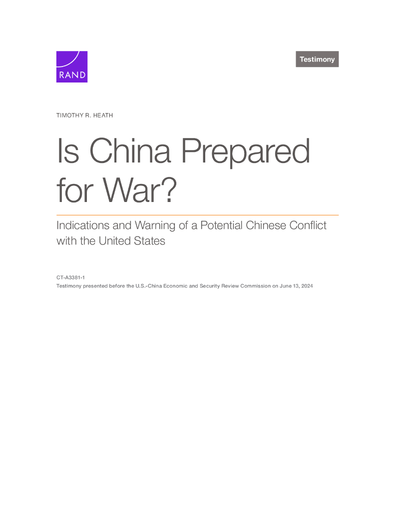 Rand兰德：中国做好战争准备了吗？中国与美国潜在冲突的迹象和警告（英文版）