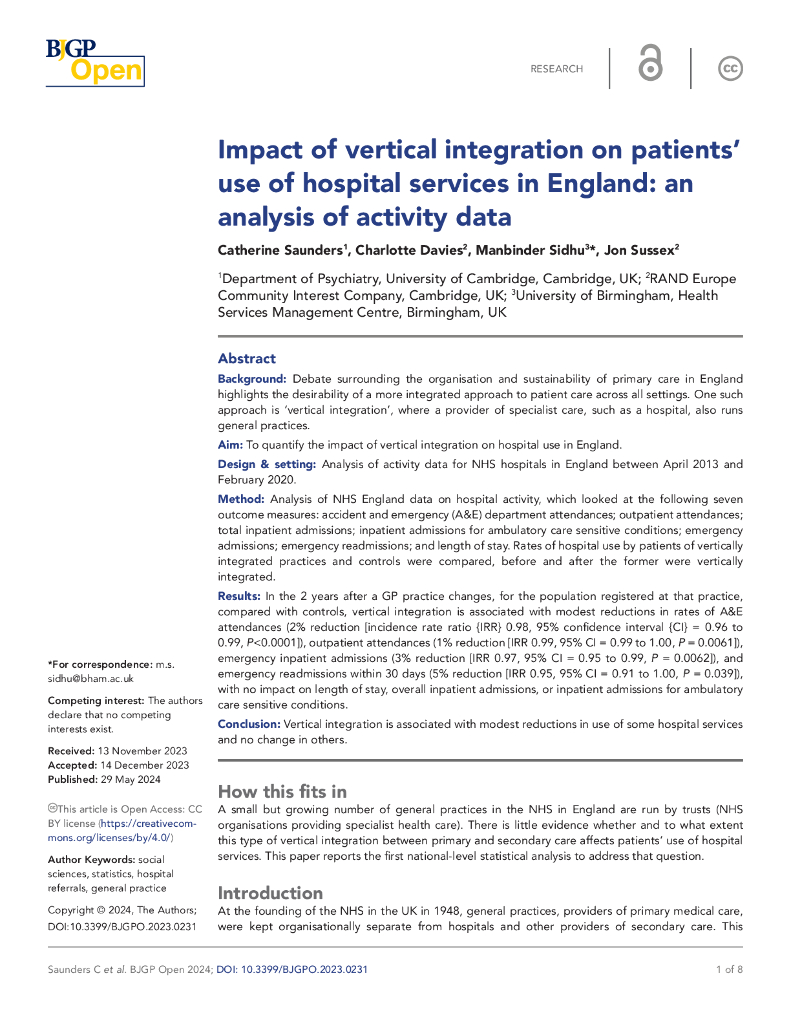 纵向一体化对英国患者使用医院服务的影响：活动数据分析（英文版）