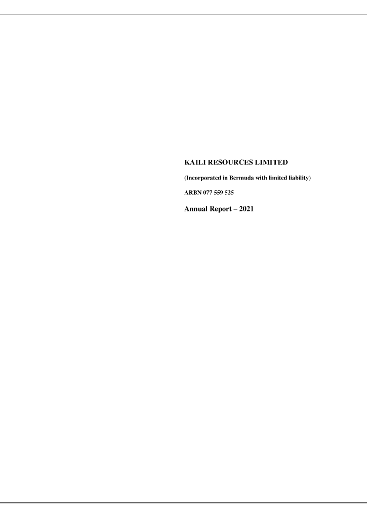 Kaili Resources Limited（KLR）2021财年年度报告（英文版）