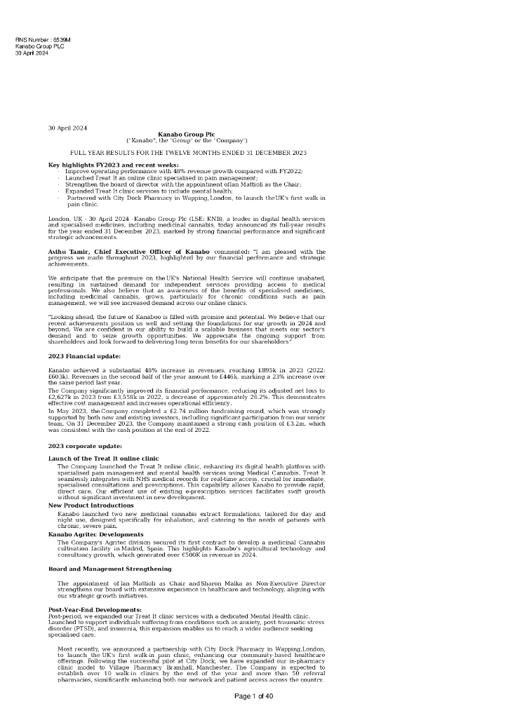 Kanabo（KNB）2023财年年度报告（英文版）