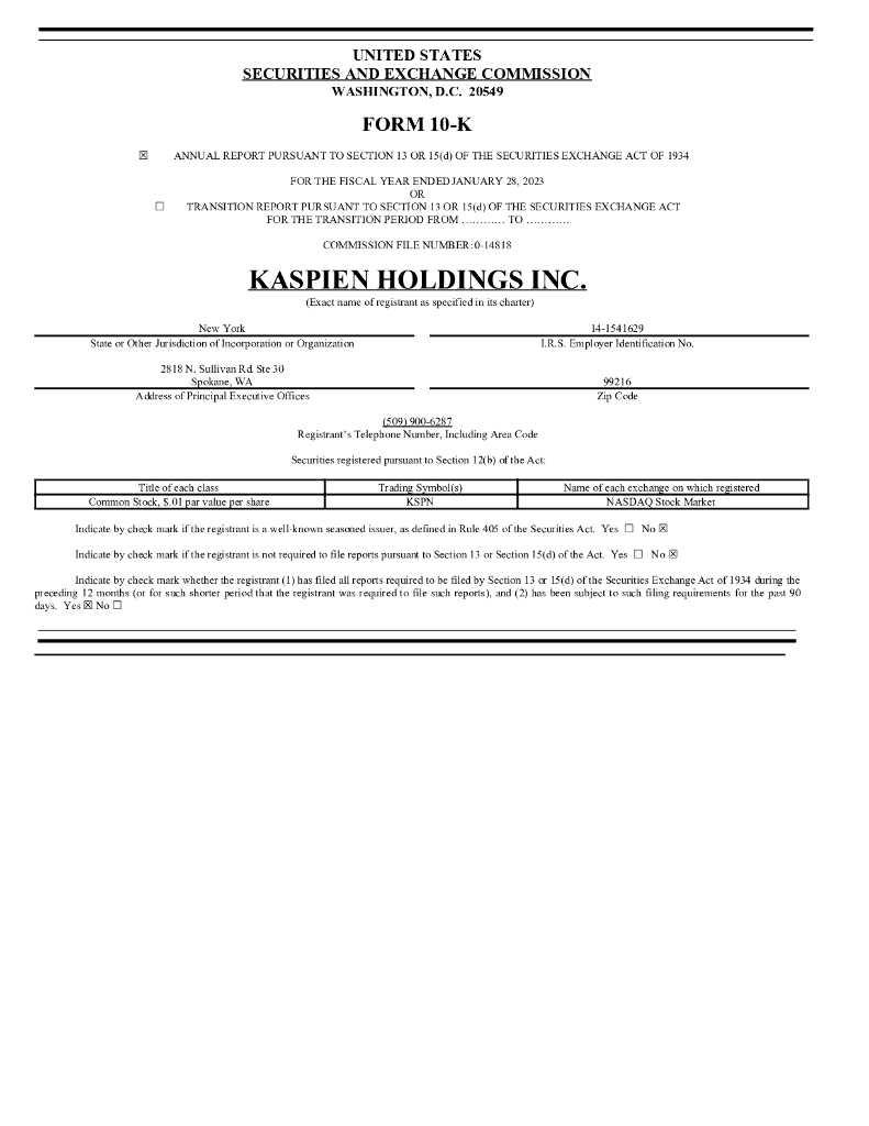 Kaspien Holdings Inc.（KSPN）2022财年年度报告（英文版）