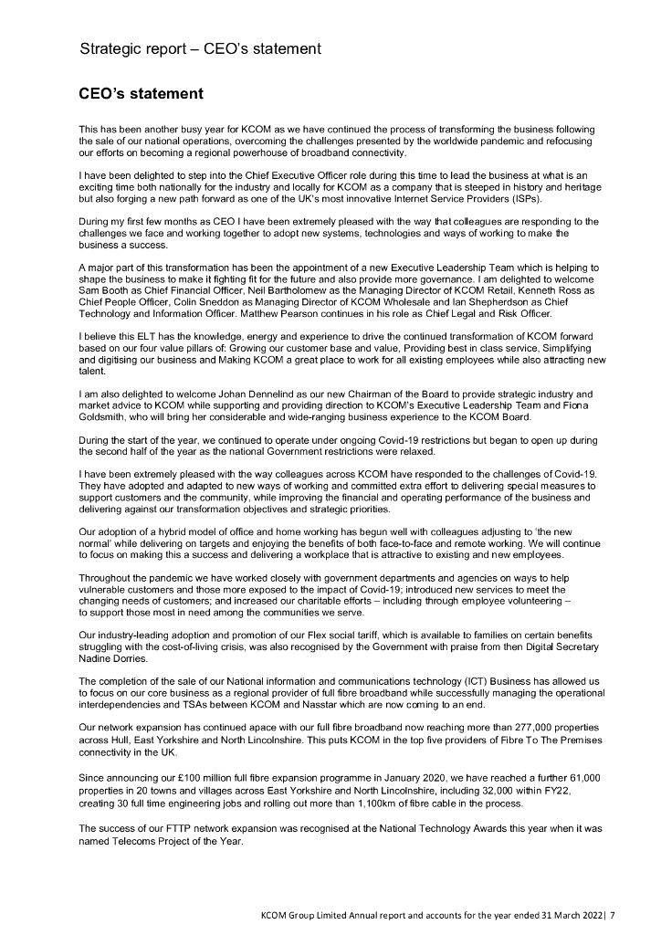 KCOM Group PLC 2022财年年度报告（英文版）_第7页