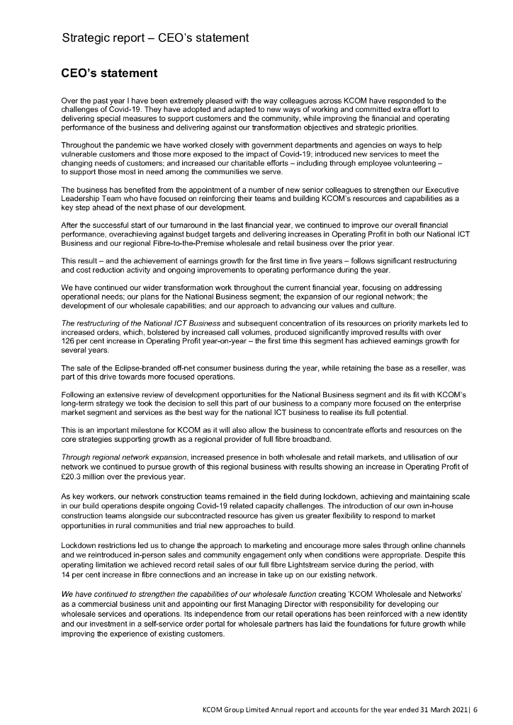 KCOM Group PLC 2021财年年度报告（英文版）_第6页
