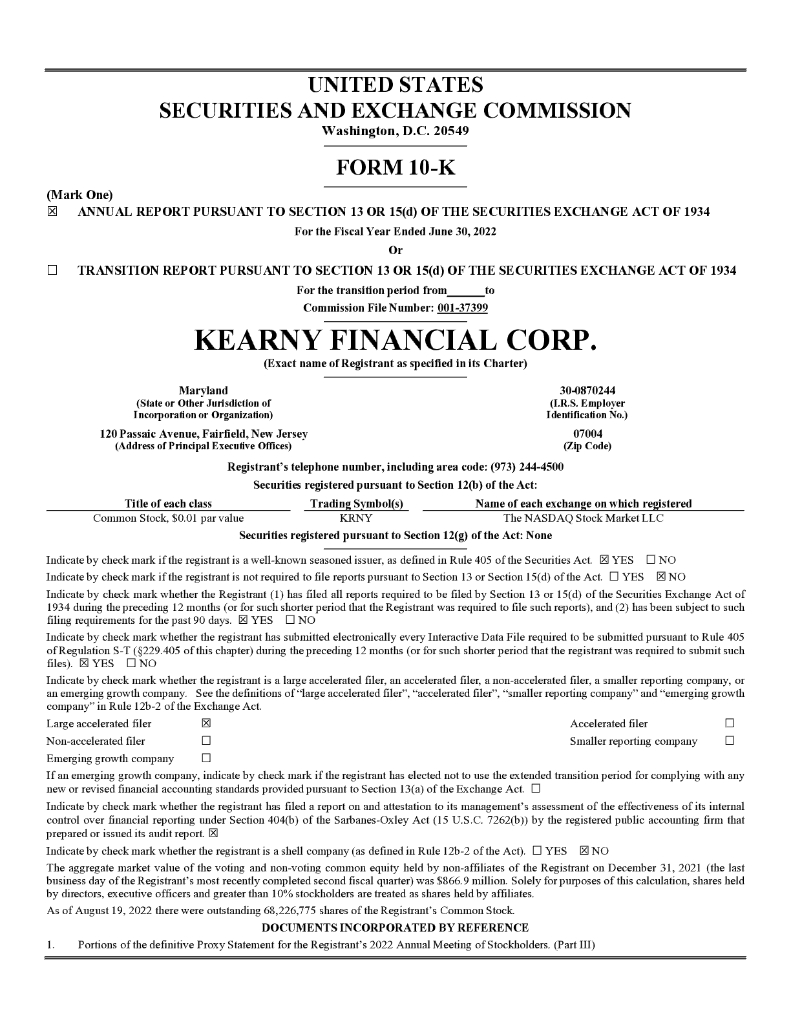 Kearny Financial Corp.（KRNY）2022财年年度报告（英文版）_第7页