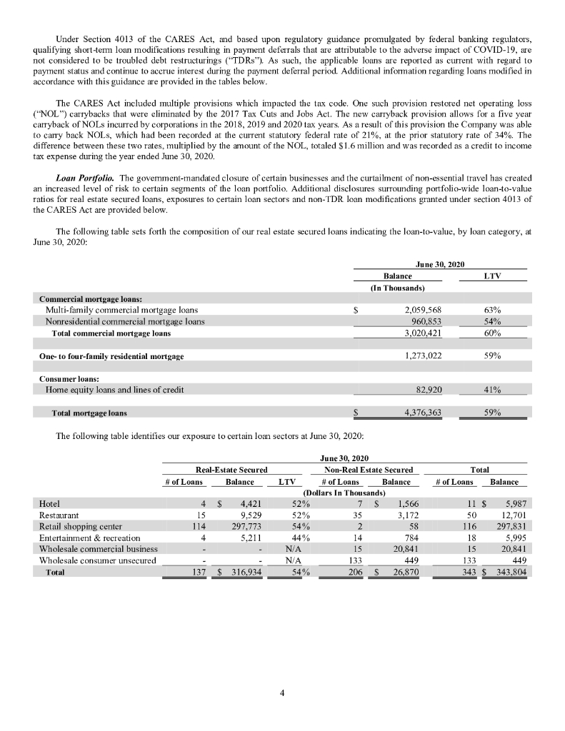 Kearny Financial Corp.（KRNY）2020财年年度报告（英文版）_第8页