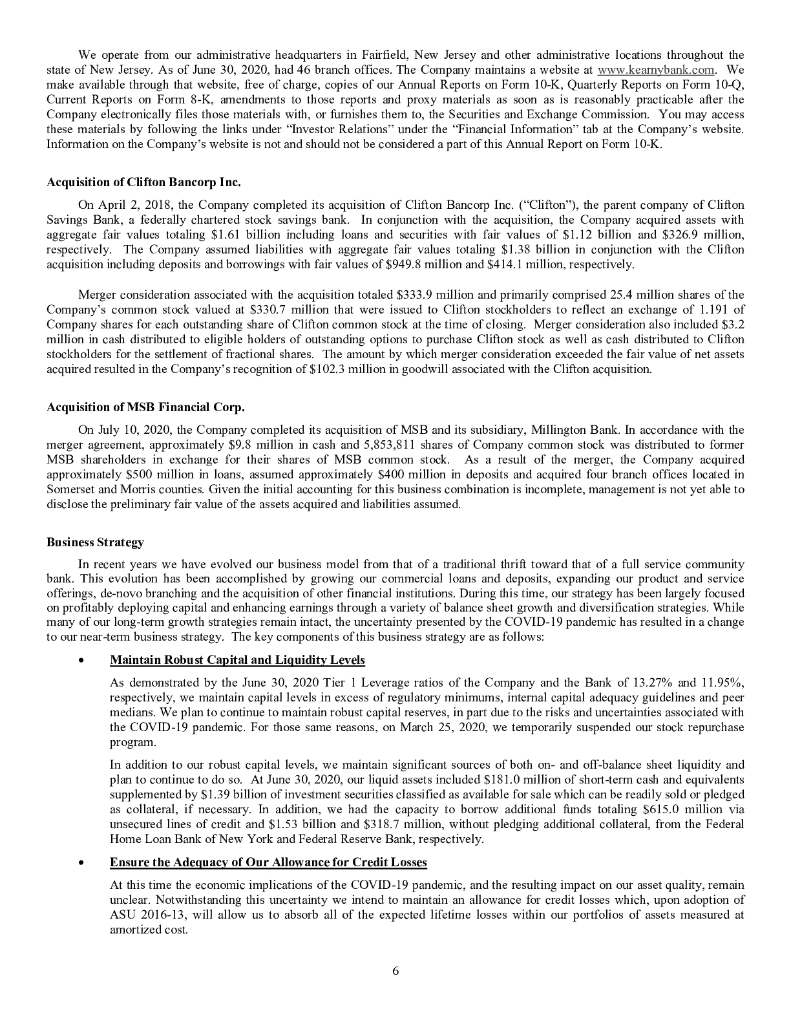 Kearny Financial Corp.（KRNY）2020财年年度报告（英文版）_第10页